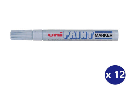 Uni Paint Marker Medium 2.8mm Bullet Tip Silver Box of 12