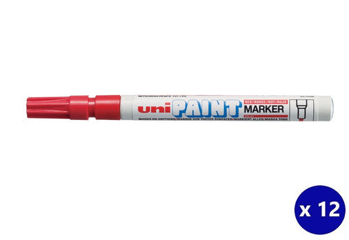 Uni Paint PX-21 Permanent Marker 1.2mm Bullet Tip Red Box of 12