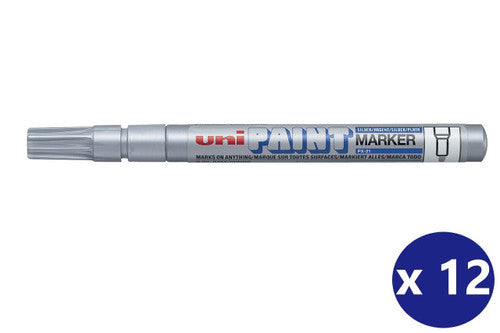 Uni Paint Permanent Marker 1.2mm Bullet Tip Silver Box of 12
