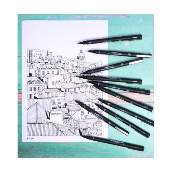 Uni Pin Fineliner 0.6mm Drawing Pen Black Box of 12