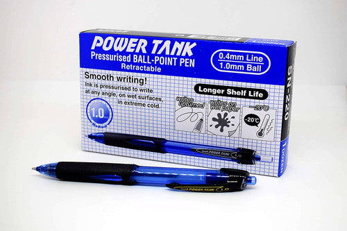 Uni Power Tank Ballpoint Pen Retractable 1.0mm Blue Box of 12