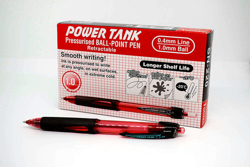 Uni Power Tank Ballpoint Pen Retractable 1.0mm Red Box of 12