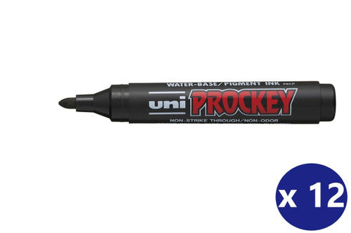 Uni Prockey Permanent Marker Bullet Tip 1.8mm Black Box of 12