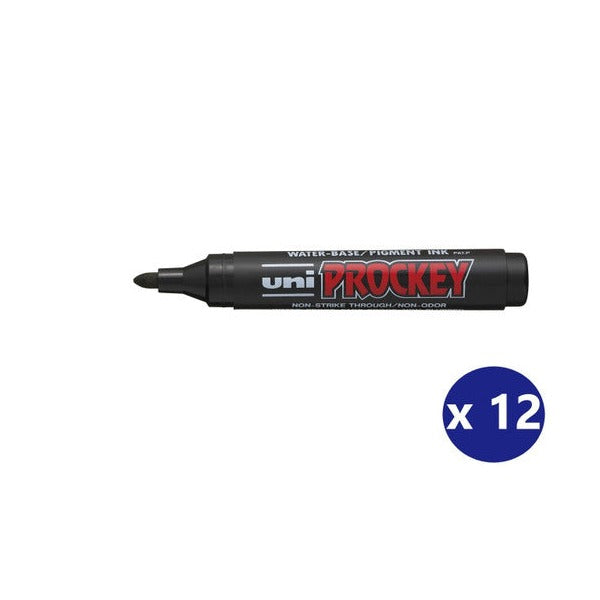 Uni Prockey Permanent Marker Bullet Tip 1.8mm Black Box of 12