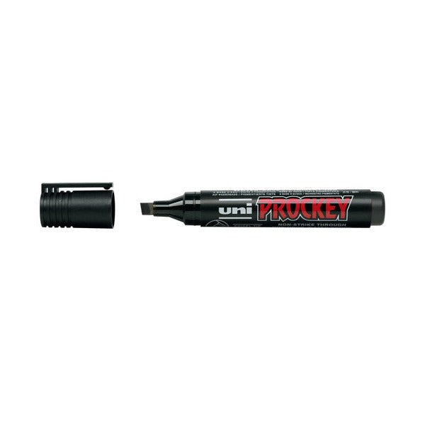 Uni Prockey PM-126 Permanent Marker Chisel Tip 5.7mm Black Box of 12