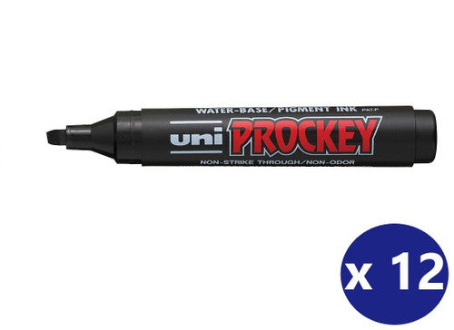Uni Prockey PM-126 Permanent Marker Chisel Tip 5.7mm Black Box of 12