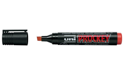 Uni Prockey PM-126 Permanent Marker Chisel Tip 5.7mm Red Box of 12