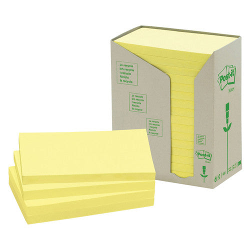 Post-it Recycled Notes Canary Yellow 76 x 127mm Pack of 16 655-RTY