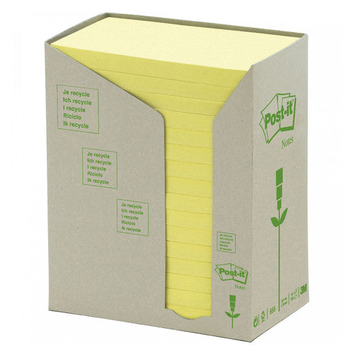 Post-it Recycled Notes Canary Yellow 76 x 127mm Pack of 16 655-RTY