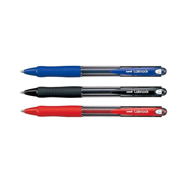 Box of 12 Uni Laknock SN-100 black ballpoint pens, 1.0mm medium tip