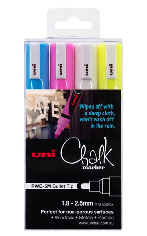 Uni Liquid Chalk Marker Bullet Tip 2.5mm Assorted Wallet of 4 - image 1