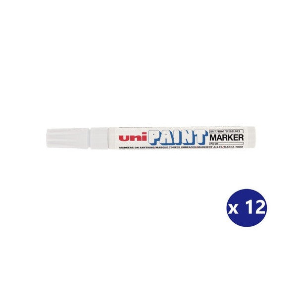 Uni Paint PX-20 Permanent Marker 2.8mm Bullet Tip White Box of 12