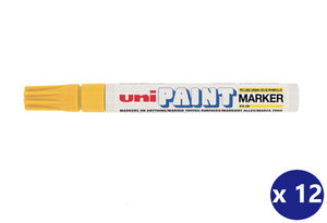 Uni Paint PX-20 Permanent Marker 2.8mm Bullet Tip Yellow Box of 12