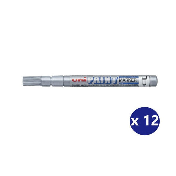 Uni Paint Permanent Marker 1.2mm Bullet Tip Silver Box of 12 - image 1
