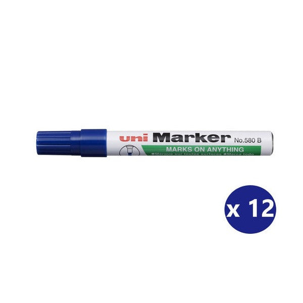 Uni Permanent Marker Chisel Tip 5mm Blue Box of 12 - image 1