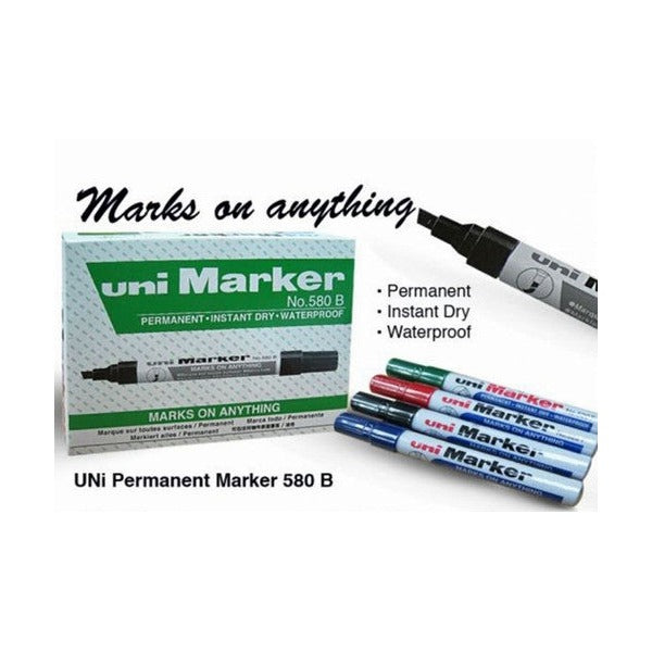 Uni Permanent Marker Chisel Tip 5mm Blue Box of 12 - image 2