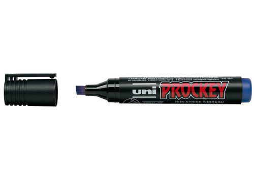 Uni Prockey PM-126 Permanent Marker Chisel Tip 5.7mm Blue Box of 12 - image 2