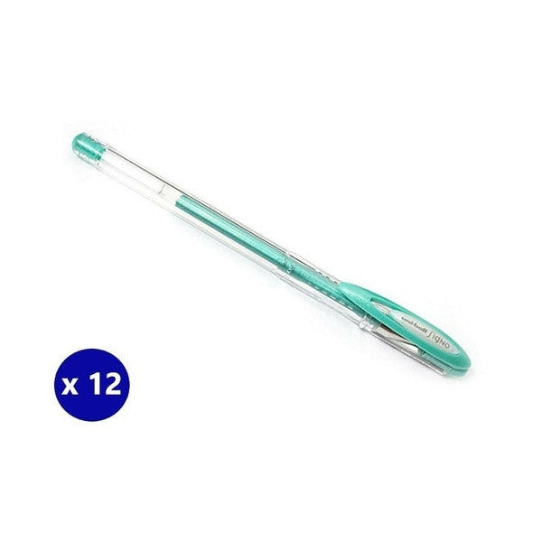 Uni Signo Noble Metal Gel Ink Pen 0.8mm Green Box of 12 - image 1