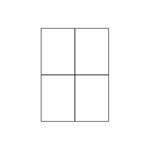 Line diagram of the Unistat 38930 A4 sheet layout, a plain white portrait page outlined in black and ruled into four equal rectangular labels in a two by two grid, each measuring 105 x 148mm.