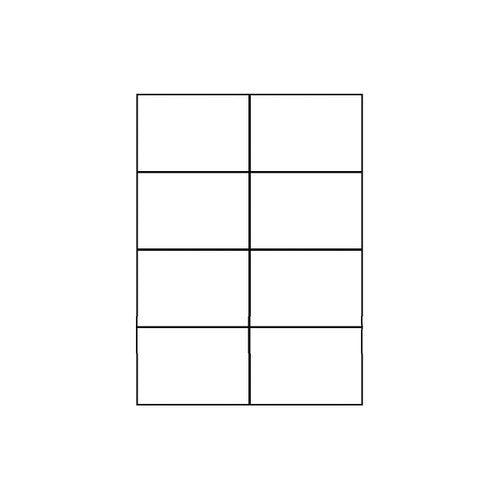 Line diagram of the Unistat 38934 A4 sheet layout, a white portrait page outlined in black and ruled into eight equal rectangular labels arranged in two columns of four, each measuring 105 x 74mm.