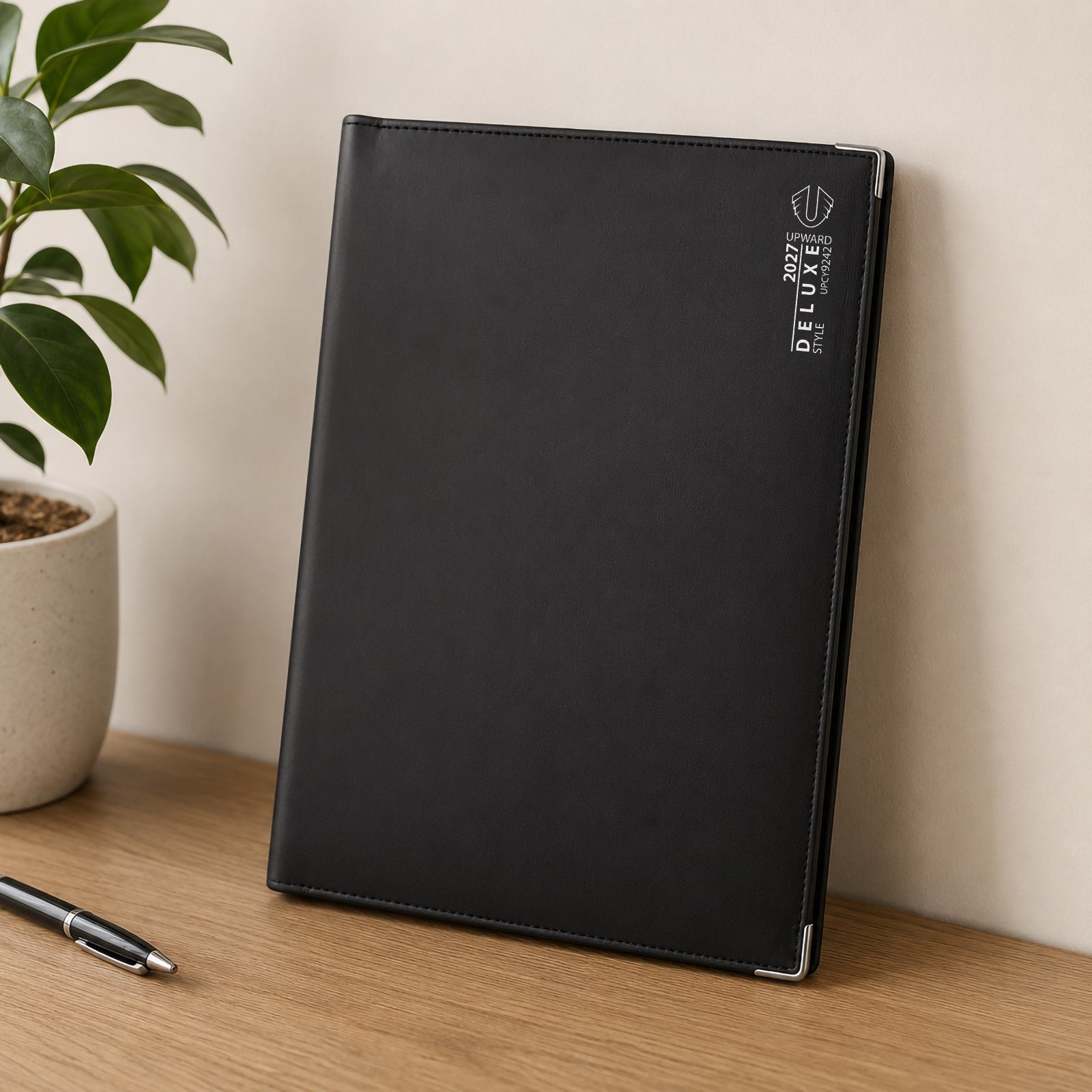 Upward Deluxe A4 Day to Page Diary 2027 Black PU Wire-O - image 2