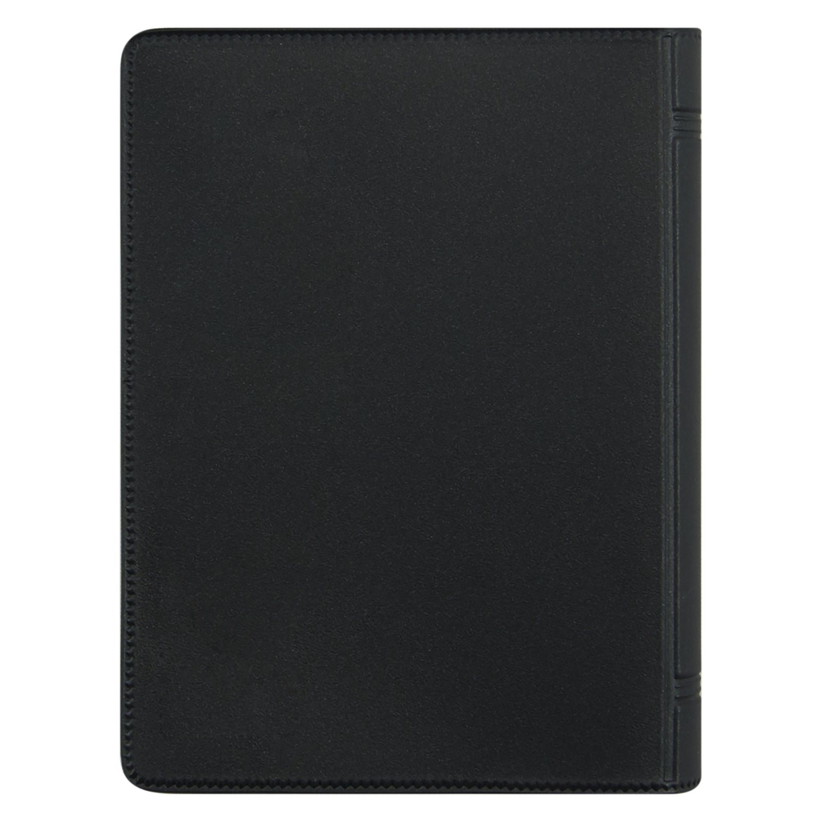 Rear cover view of the diary showing the durable black finish and compact construction. The sturdy design supports frequent daily handling and transport.