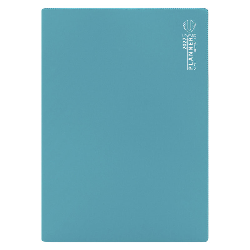 Studio product image showcasing the Upward Planner 2027 A4 Month To View Diary with a smooth blue cover and minimalist branding. The clean design emphasises practicality, durability and efficient month by month planning for professionals, students and households.