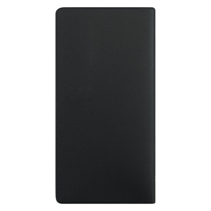 Rear cover view of the diary highlighting the clean black finish and durable construction. The compact profile demonstrates portability while maintaining a professional appearance suitable for business, study and personal use.