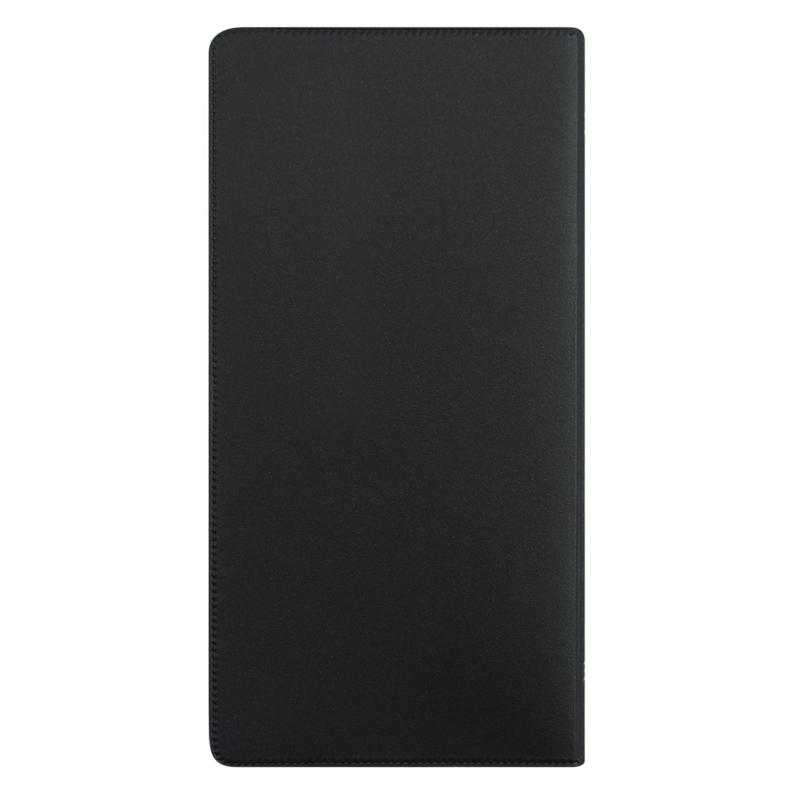 Rear cover view showcasing the smooth black PVC finish and durable construction. The simple professional design complements office, study and home environments while protecting diary pages during everyday use.