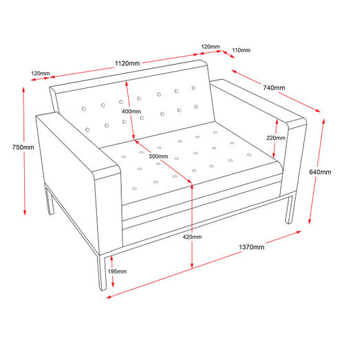 Rapidline Venus 2 Seater Lounge Black PU