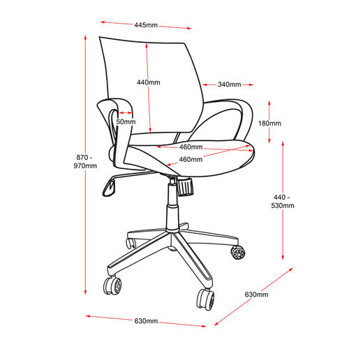 Rapidline Vesta Mesh Back Chair with Arms Black Fabric