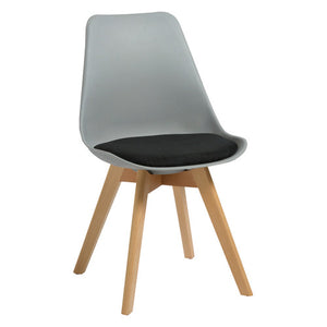 Rapidline Virgo Chair Oak Timber Leg Polypropylene Grey Shell with Black Seat Pad