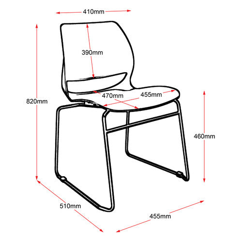 Rapidline Vivid Visitor Chair Sled Base White
