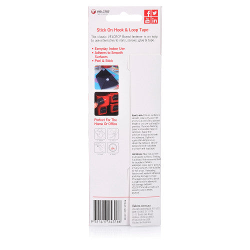 Velcro stick on strip applied to a smooth wall surface holding a lightweight item