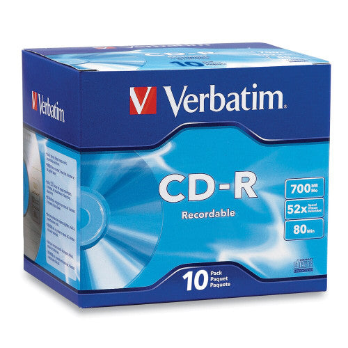 Verbatim CD-R Branded Colours 10 pack in jewel cases, 700MB capacity
