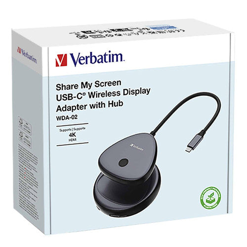 Verbatim Share My Screen 4K Wireless Adapter transmitter and receiver set on a white background