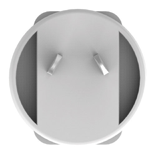 Rear view of Verbatim white USB charger showing input voltage label