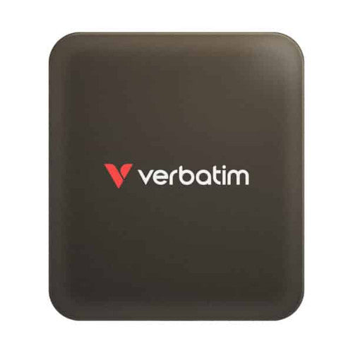 Verbatim SnapBack SSD 512GB attached magnetically to a smartphone via MagSafe