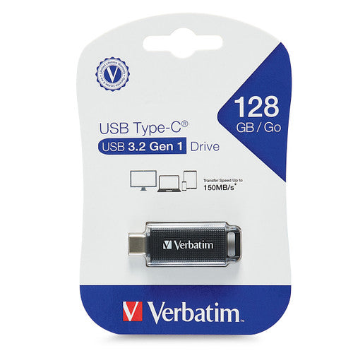 Verbatim Store N Go 128GB USB-C 3.2 flash drive with retractable connector