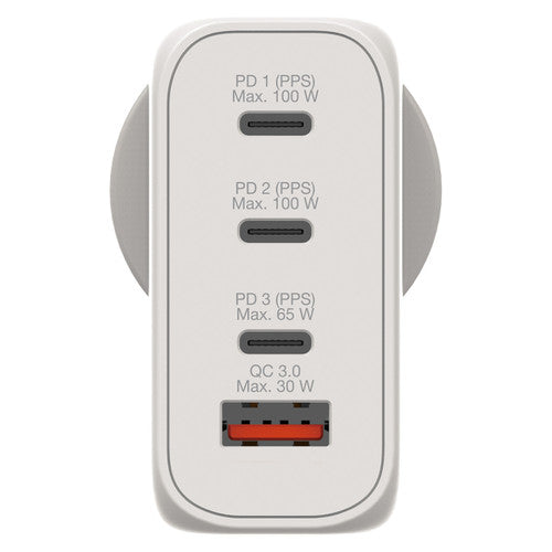 Side profile of the Verbatim white GaN charger highlighting slim form factor