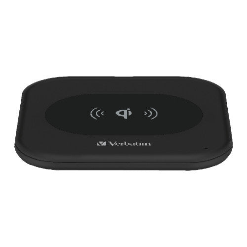 Side profile of the Verbatim black wireless charging pad showing low-profile design