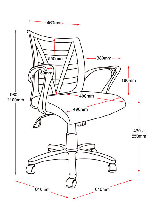 Rapidline Vienna Mesh Back Chair with Arms Black Fabric