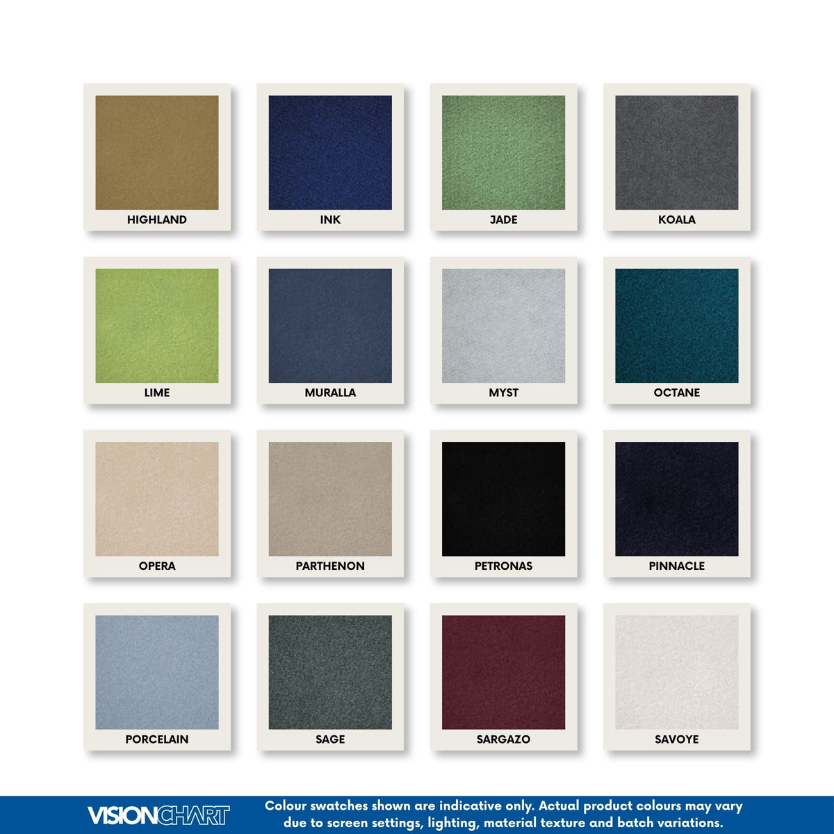 Visionchart AVP1212 Autex Vertiface Pinboard 1200 x 1200mm - colour swatch