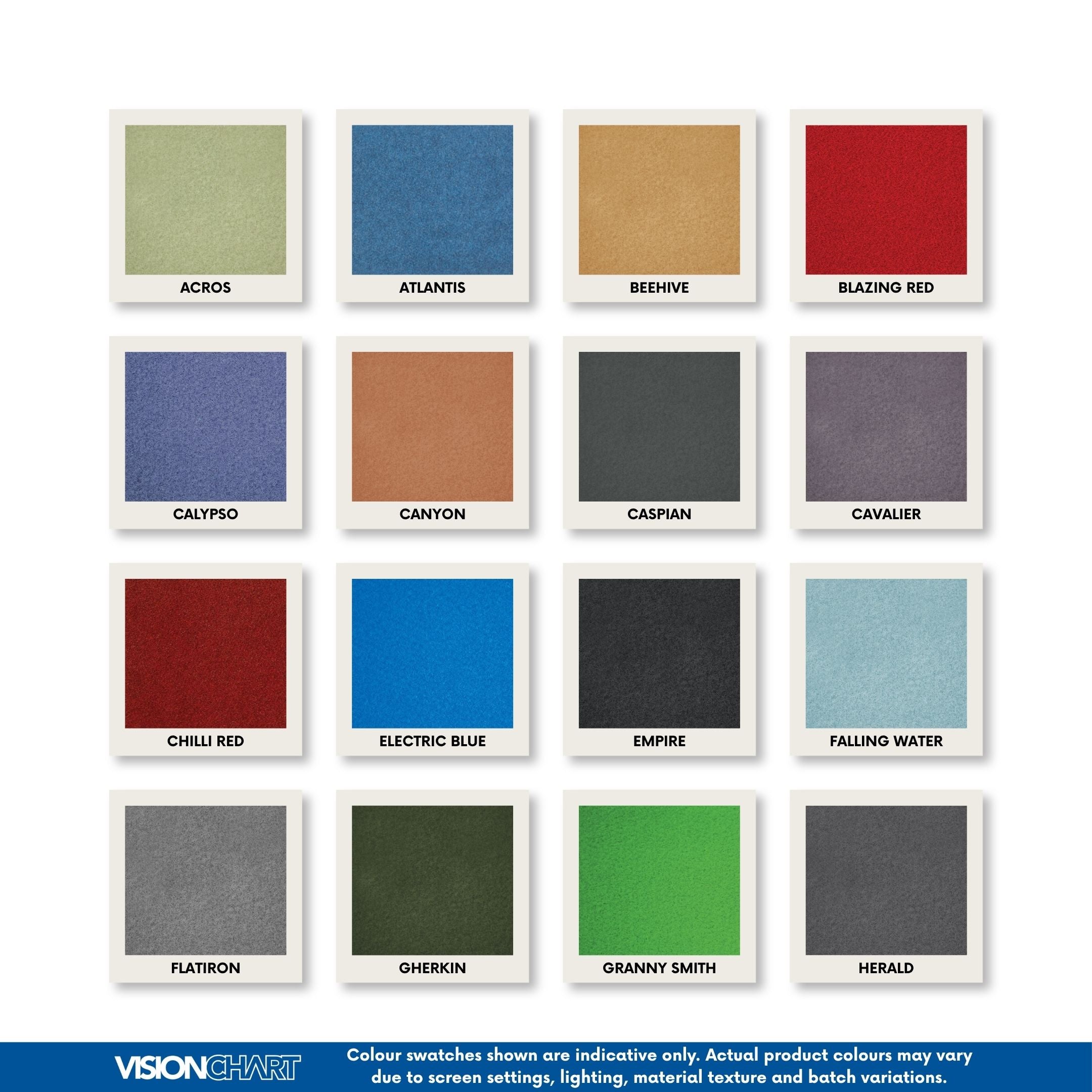 Visionchart AVP1812 Autex Vertiface Pinboard 1800 x 1200mm - colour swatch