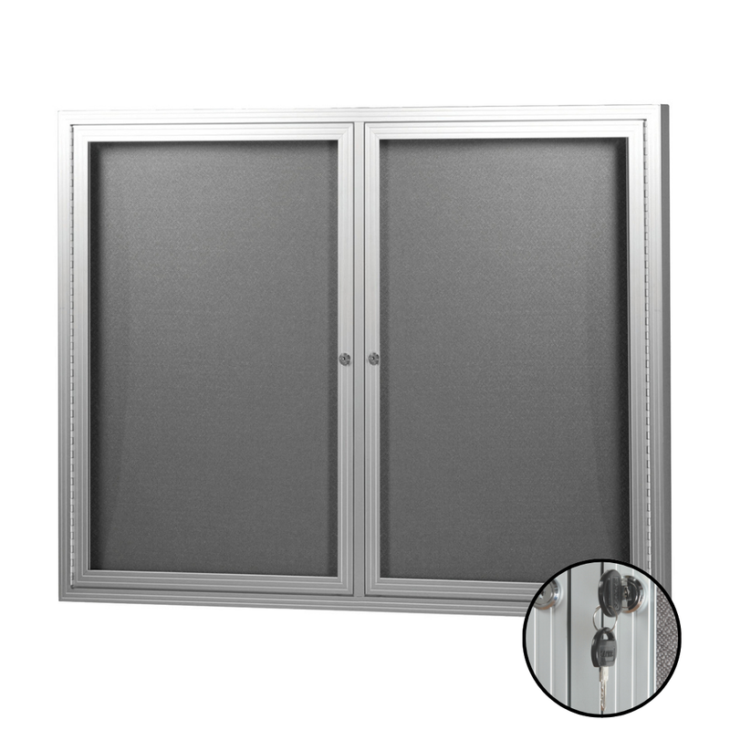 Visionchart BN-HDC-1290SL Be Noticed Hinged Door Notice Case Silver 2 Door 1220 x 915mm