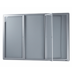 Visionchart BN-HDC-1812SL Be Noticed Hinged Door Notice Case Silver 3 Door 1830 x 1220mm