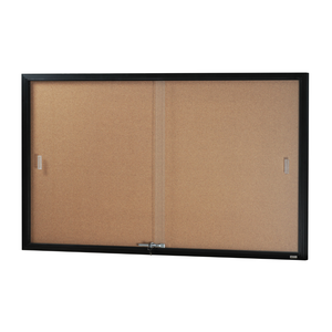 Visionchart BN-SGC-1590BC Be Noticed Sliding Door Notice Case Black 2 Door Cork 1525 x 915mm