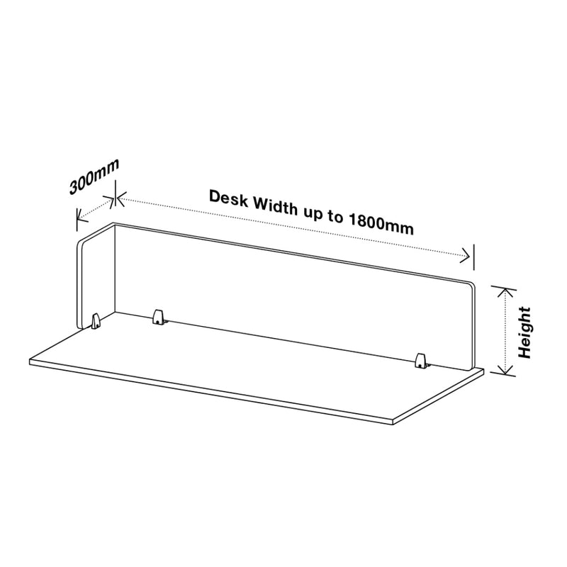 Visionchart DS24-LA-1240 SANA Serenity Desk Screen 24mm Above Desk with Side Bar 1200x400x300mm. Alternate view 4. Supplied product image from Visionchart for Mega Office Supplies.