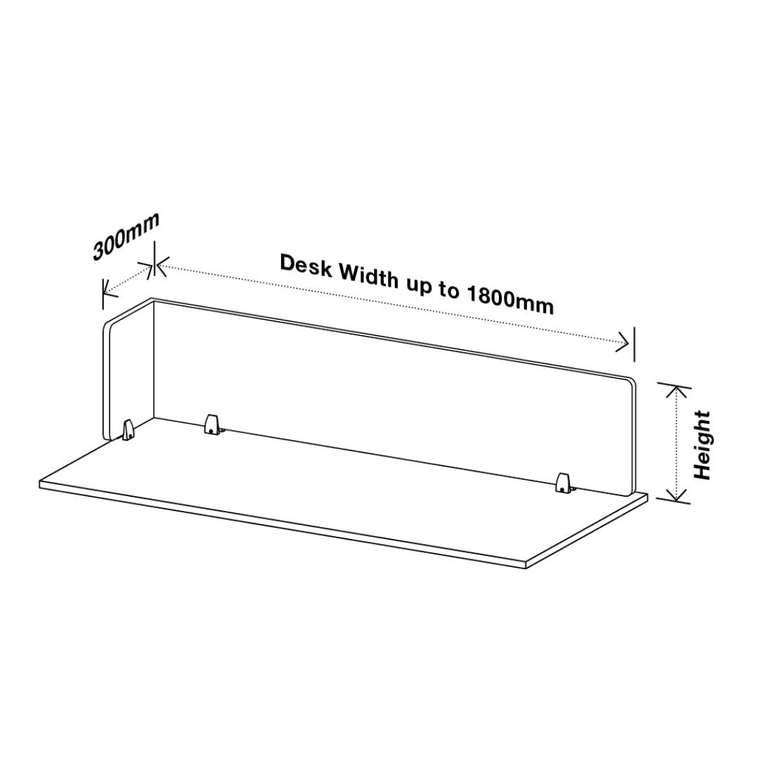 Visionchart DS24-LA-1260 SANA Serenity Desk Screen 24mm Above Desk with Side Bar 1200x600x300mm. Alternate view 4. Supplied product image from Visionchart for Mega Office Supplies.
