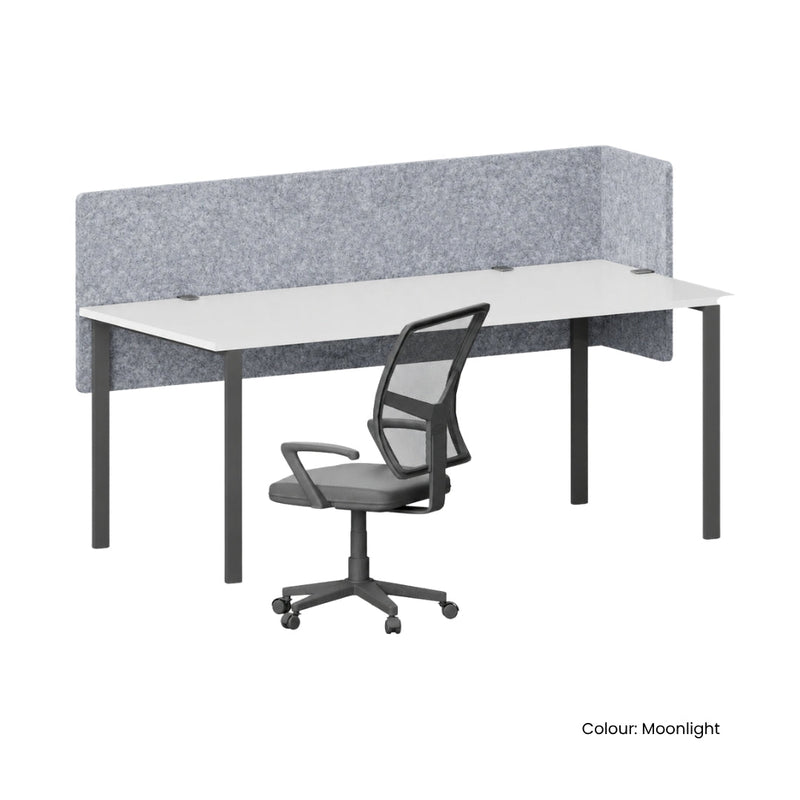 Visionchart DS24-LD-1280 SANA Serenity Desk Screen 24mm Above and Below Desk with Side Bar 1200x800x300mm. Alternate view 1. Supplied product image from Visionchart for Mega Office Supplies.